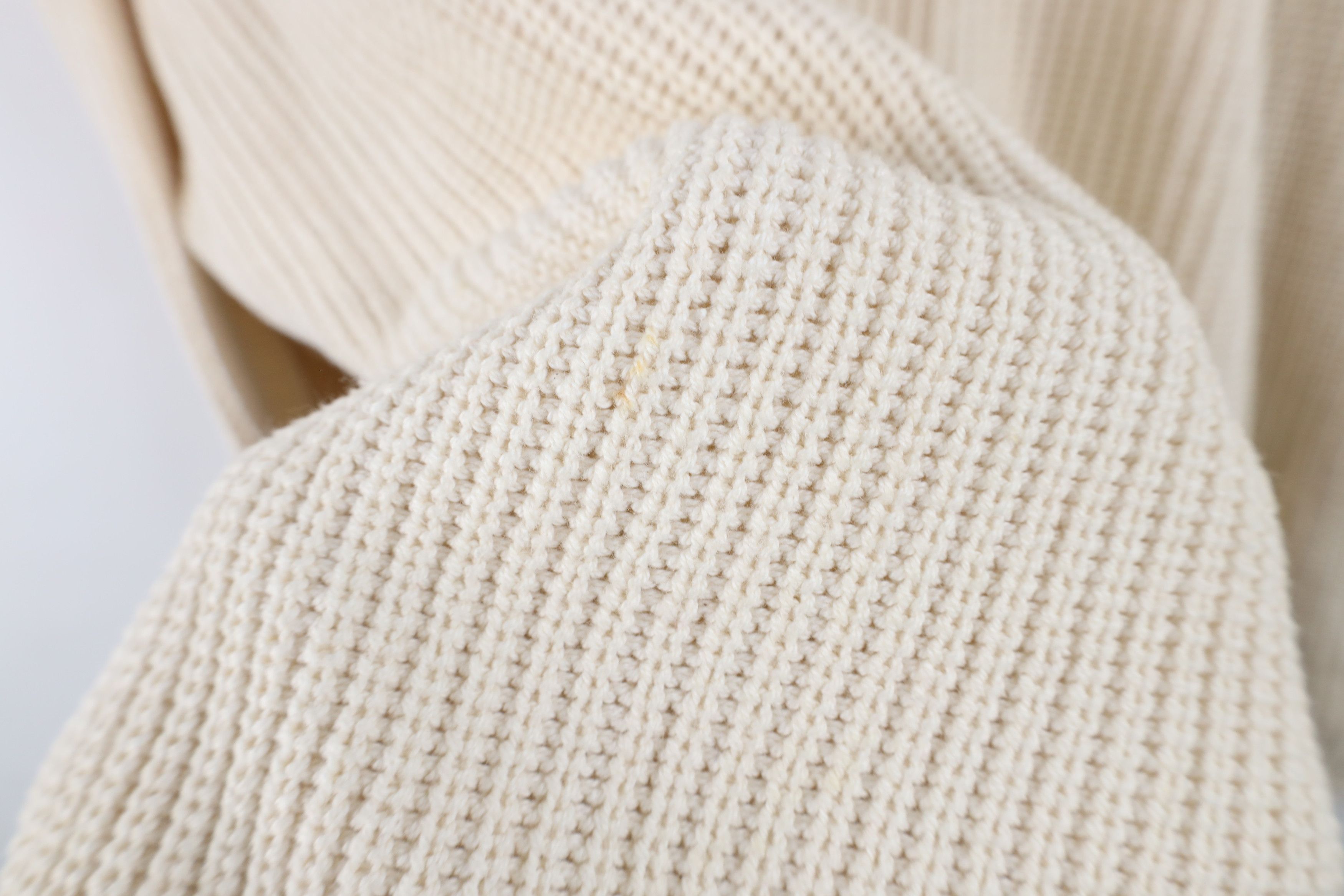 Vintage Vintage 80s 90s Streetwear Ribbed Knit Sweater Cream USA Size US XL / EU 56 / 4 - 11 Thumbnail