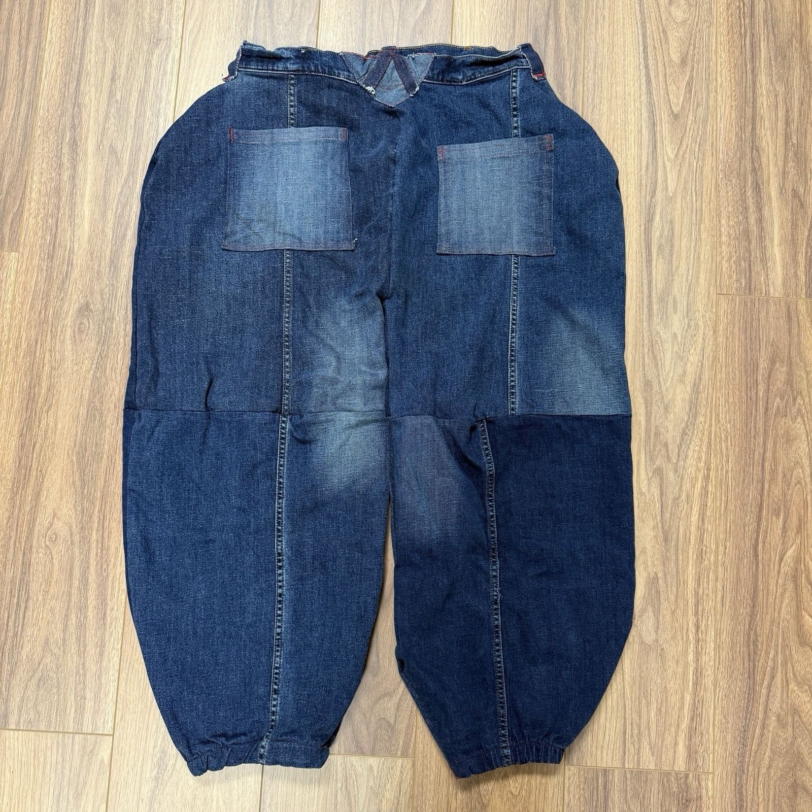 Vintage Vintage Handmade Patchwork Jeans Denim Pants Super Baggy Size US 38 / EU 54 - 2 Thumbnail