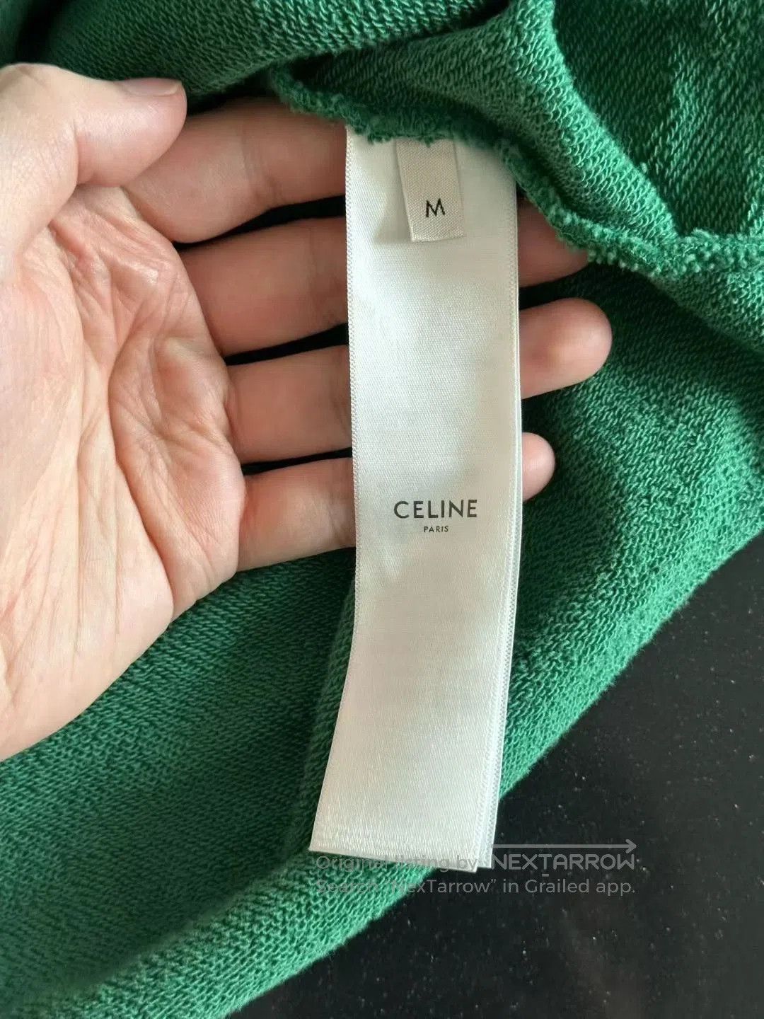 Celine Celine Dark Green Cropped Slogan Sweatshirt. Size M / US 6-8 / IT 42-44 - 4 Thumbnail