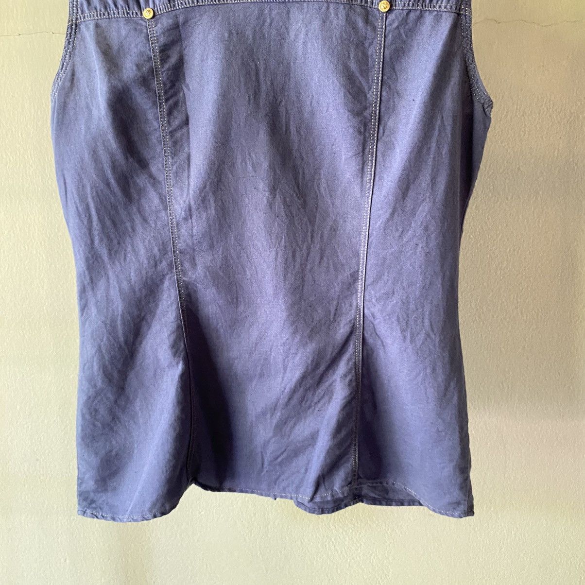 Versace VERSACE Indigo Sleeveless Denim Shirt Size M / US 6-8 / IT 42-44 - 12 Thumbnail