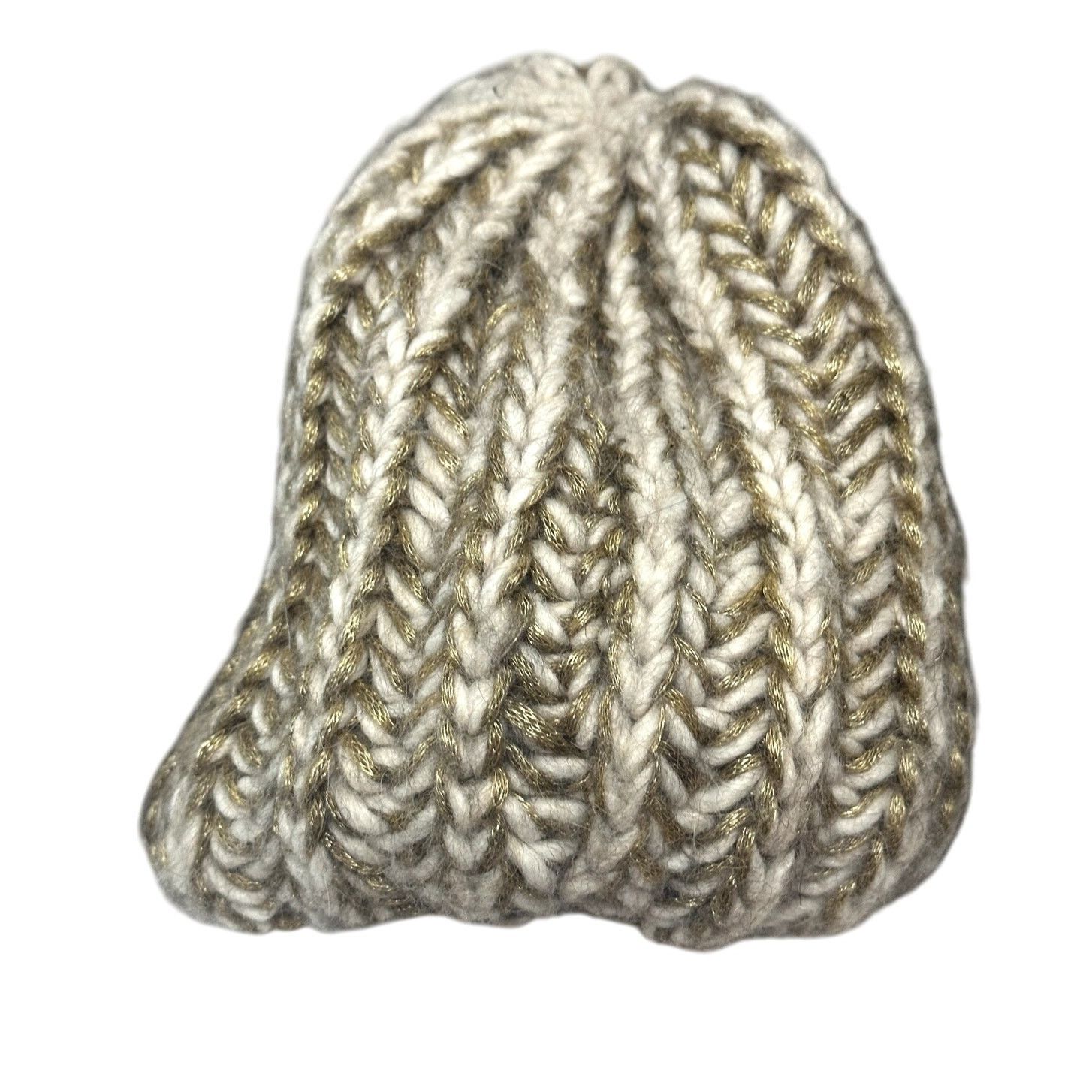 Other Cappellificio Fiorentino Beanie Hat Ribbed Knit Wool Cream Size ONE SIZE - 4 Thumbnail