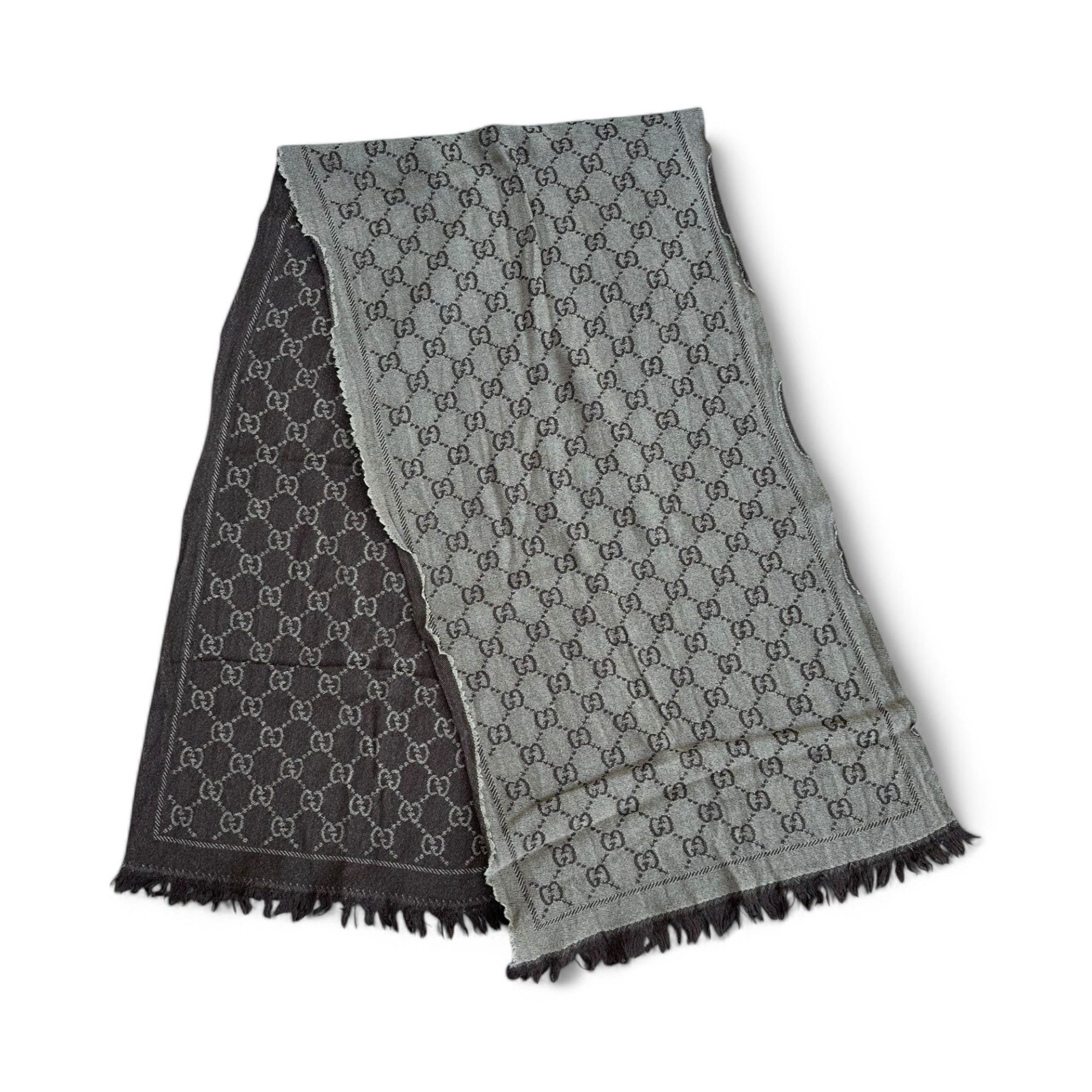 Gucci Gucci Scarf GG Monogram Logo Brown and Beige Two-tone Wool Size ONE SIZE - 1 Thumbnail