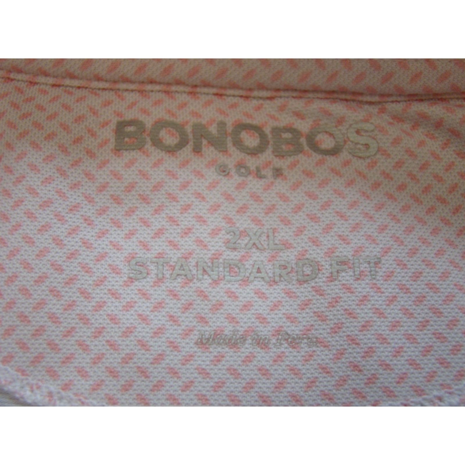 Bonobos Bonobos Polo Mens 2XL Short Sleeve Geometric Pink White Shirt Golf Regular Fit Size US XXL / EU 58 / 5 - 4 Thumbnail