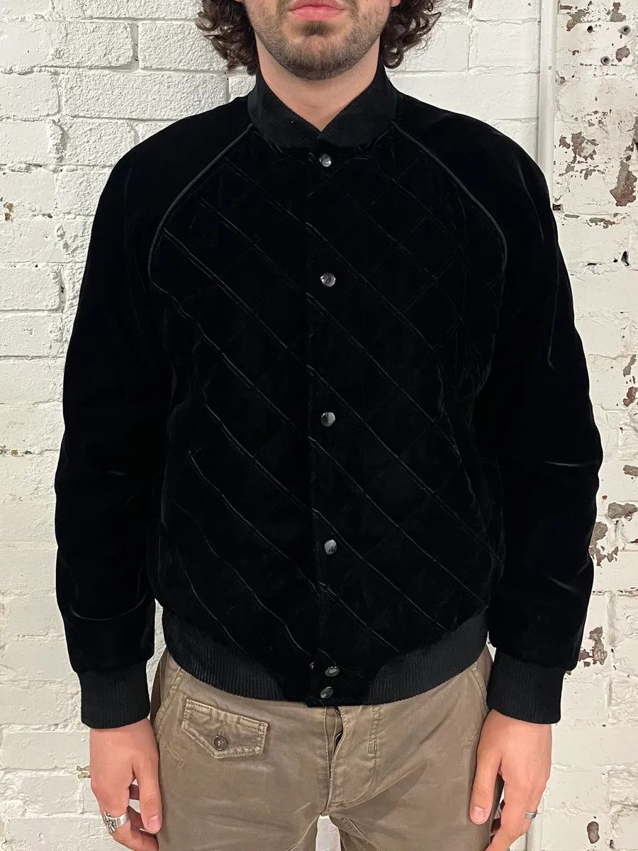 Saint Laurent Paris AW2018 Saint Laurent Black Velvet Quilted Bomber Jacket Size US M / EU 48-50 / 2 - 2 Thumbnail