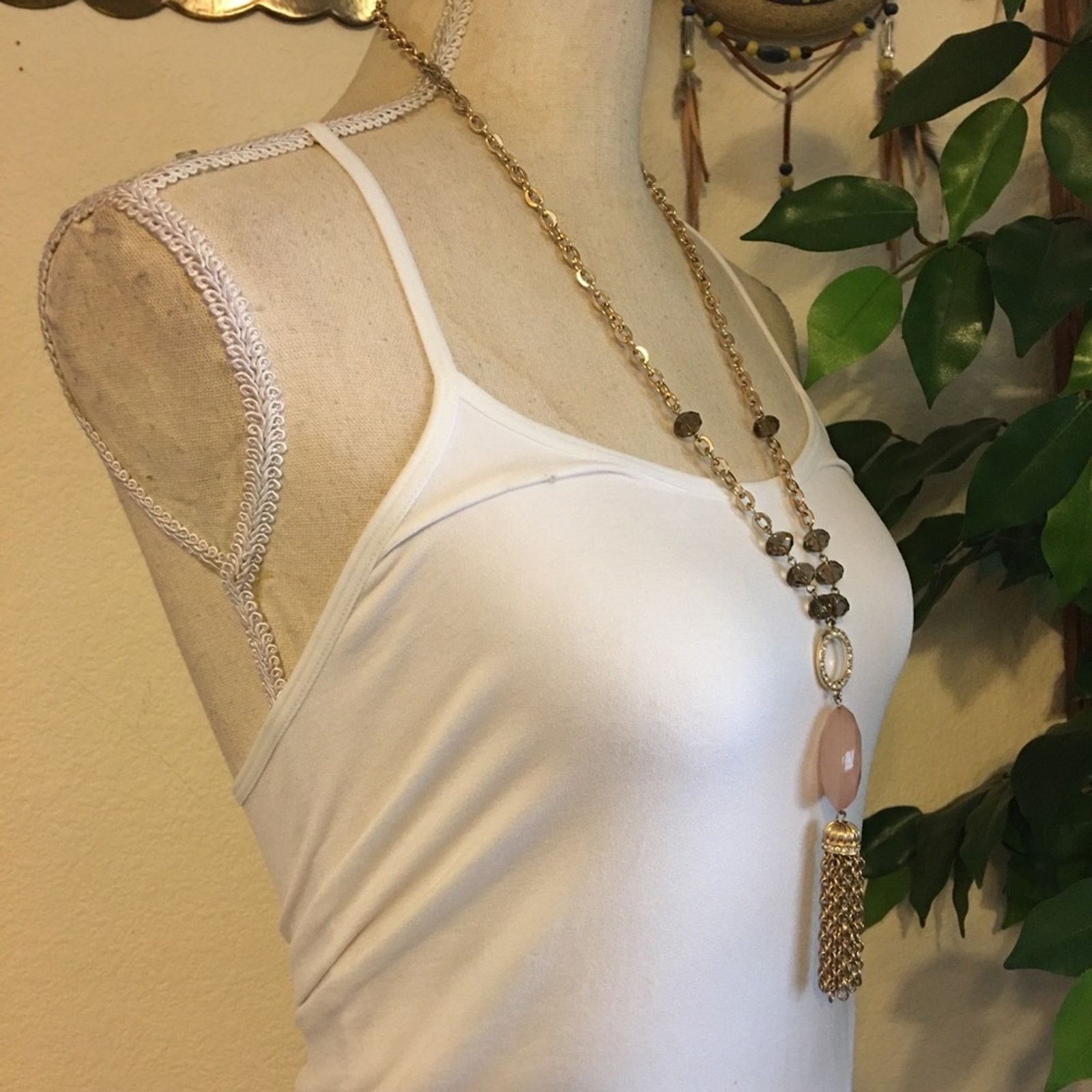 Vintage Vintage faceted stone chain tassel long necklace Size ONE SIZE - 2 Thumbnail