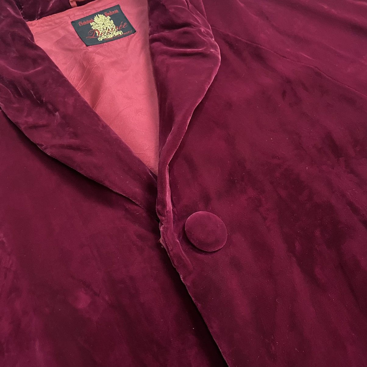 Velvet × Vintage Vintage 60s Red Velvet Collared Kimono Jacket Size XL / US 12-14 / IT 48-50 - 10 Thumbnail
