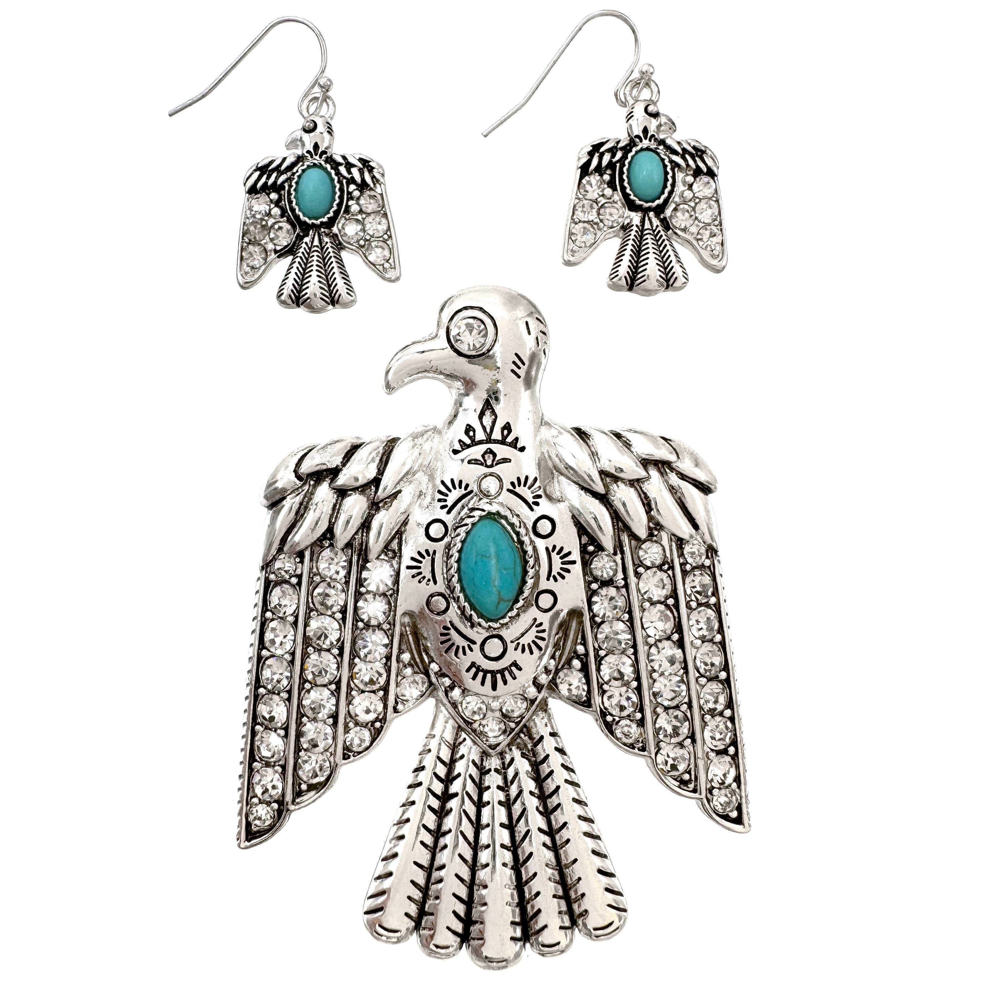 Other Boho Thunderbird Majesty: Turquoise & Silver Pendant of Stre Size ONE SIZE - 9 Thumbnail