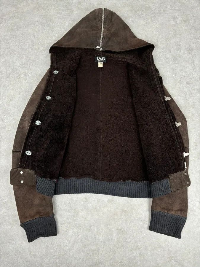 Dolce & Gabbana AW2004 Dolce & Gabbana Shearling Hooded Suede Bomber Jacket Size US L / EU 52-54 / 3 - 7 Thumbnail