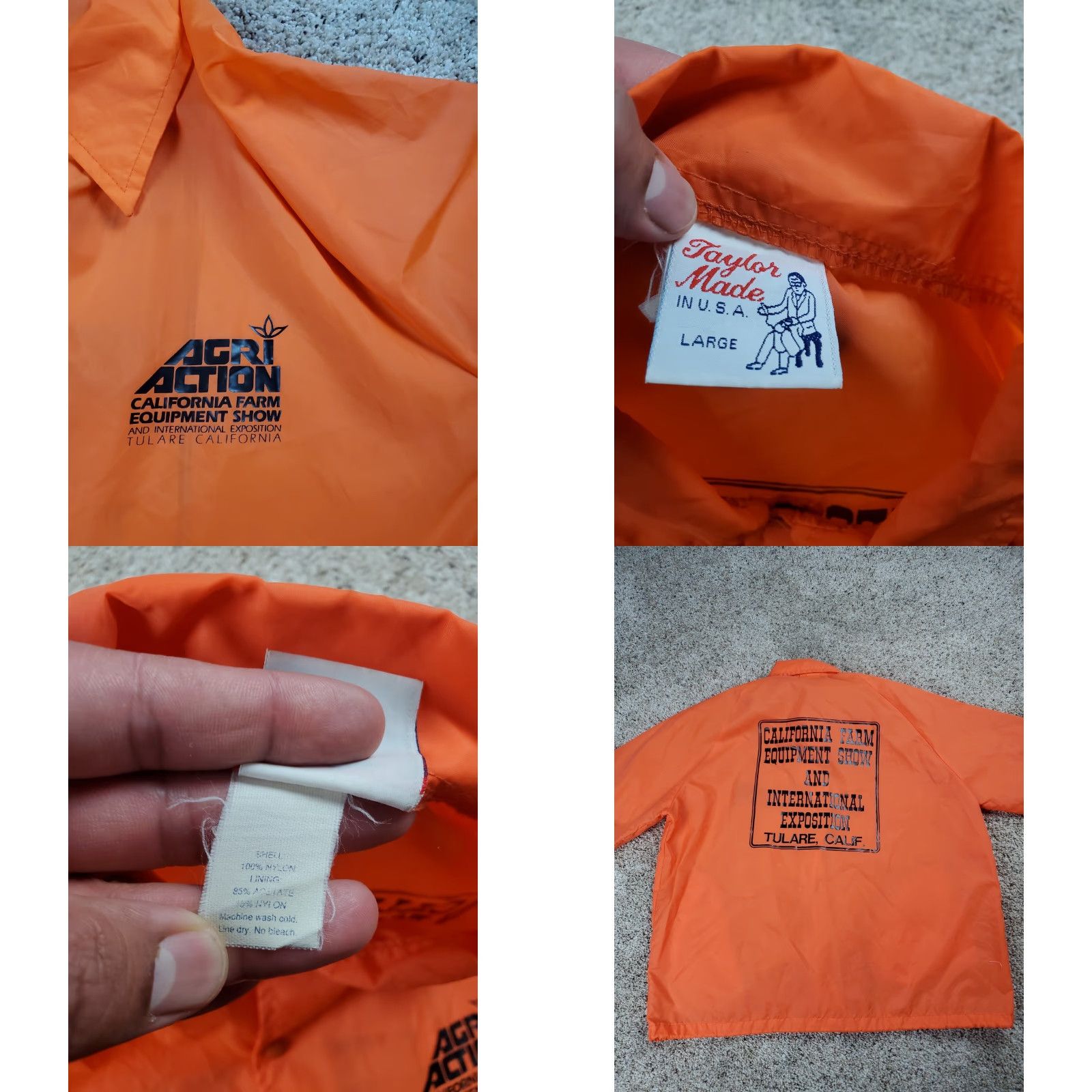 TaylorMade VINTAGE Taylor Made Windbreaker Jacket Mens L Orange 70s Tulare Ca Ag Show Nylon Sportswear/Beach Size US L / EU 52-54 / 3 - 8 Thumbnail