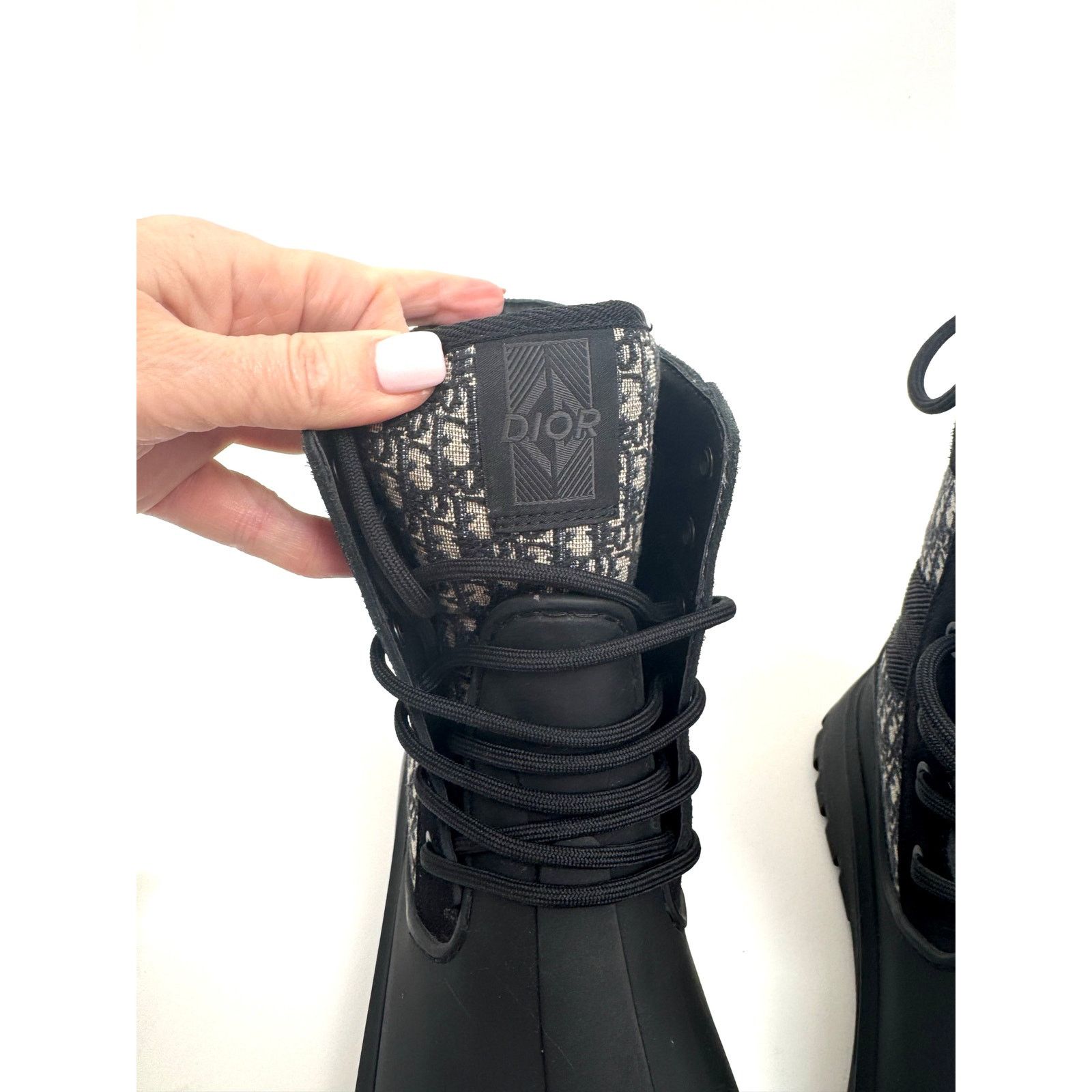 Dior Dior Garden Oblique Black/Beige Lace Up Combat Boots Size 41 Size US 8 / EU 41 - 5 Thumbnail