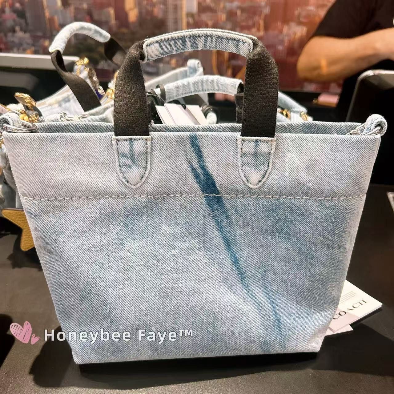 Coach NWT COACH Mini Tour Tote Bag In Loved Denim CEB33 Size ONE SIZE - 2 Thumbnail