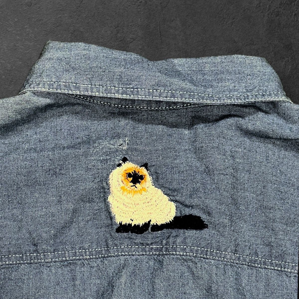 Designer × Vintage Vintage 90’s Embroidered Cats Denim Jean Jacket Size M / US 6-8 / IT 42-44 - 3 Thumbnail