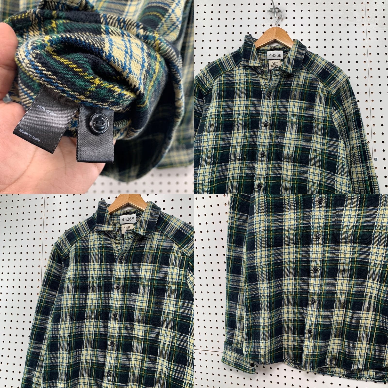 Flint And Tinder Flint Tinder Button-Up Shirt Mens Large Green Plaid Heavyweight Cabin Flannel USA Size US L / EU 52-54 / 3 - 8 Thumbnail