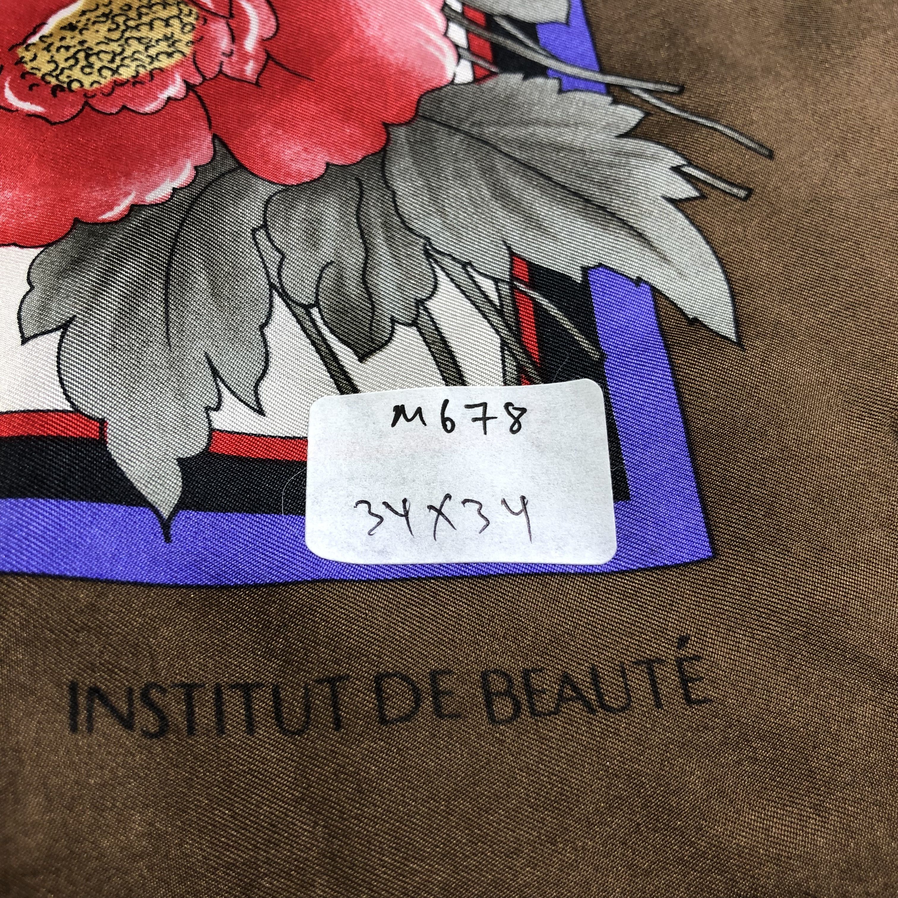 Vintage Vintage Institut De Beaute Floral Silk Scarf M678 Size ONE SIZE - 7 Thumbnail