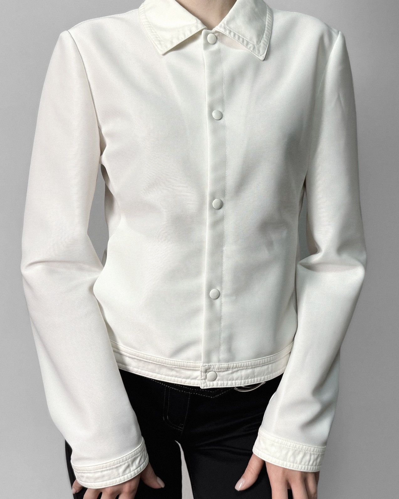Miu Miu 00s Miu Miu Archive Collared SnapBack Mesh Cropped Jacket Size S / US 4 / IT 40 - 3 Thumbnail