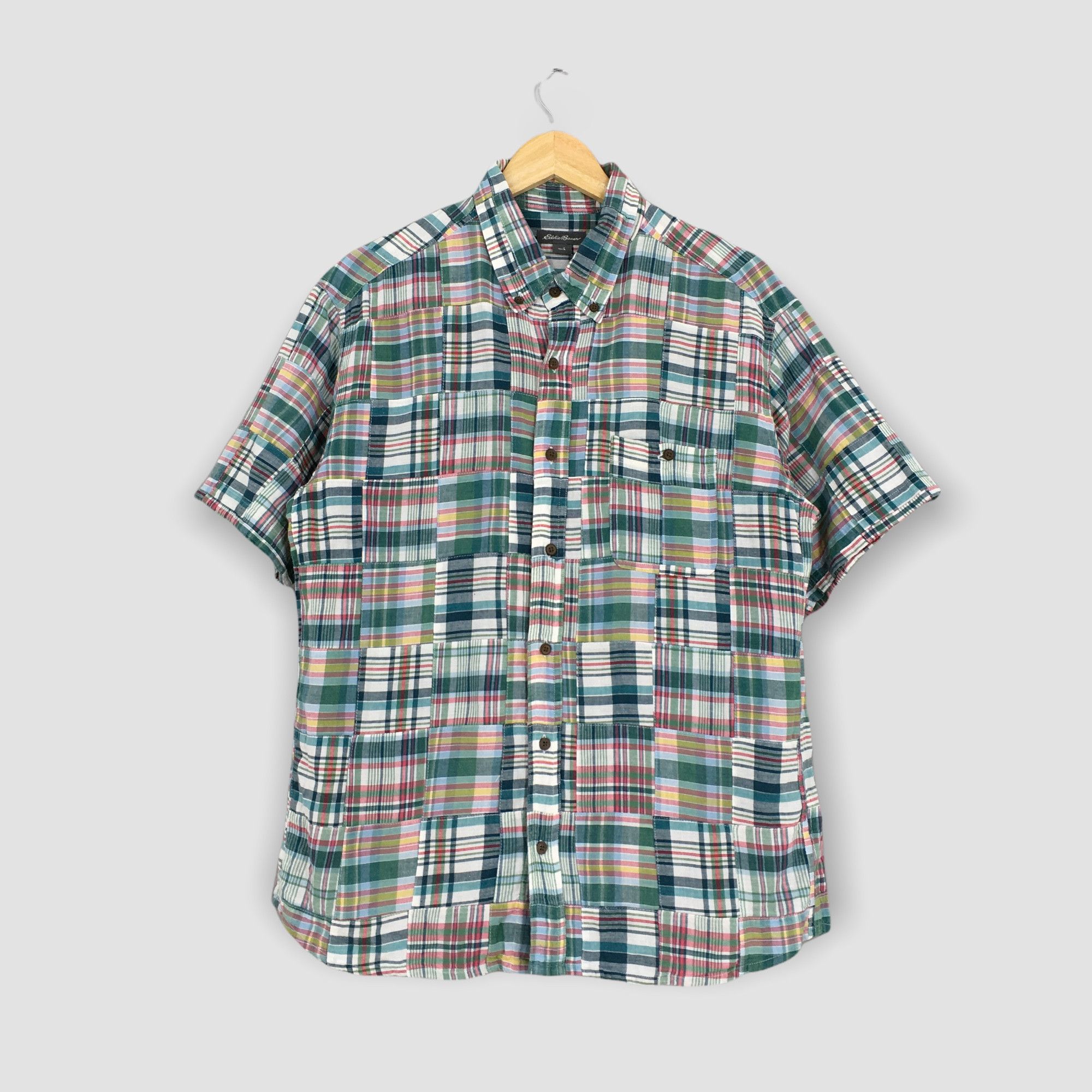 Eddie Bauer × Vintage Eddie Bauer Tartan Patchwork Boro Checkered Shirt Large Size US L / EU 52-54 / 3 - 1 Thumbnail