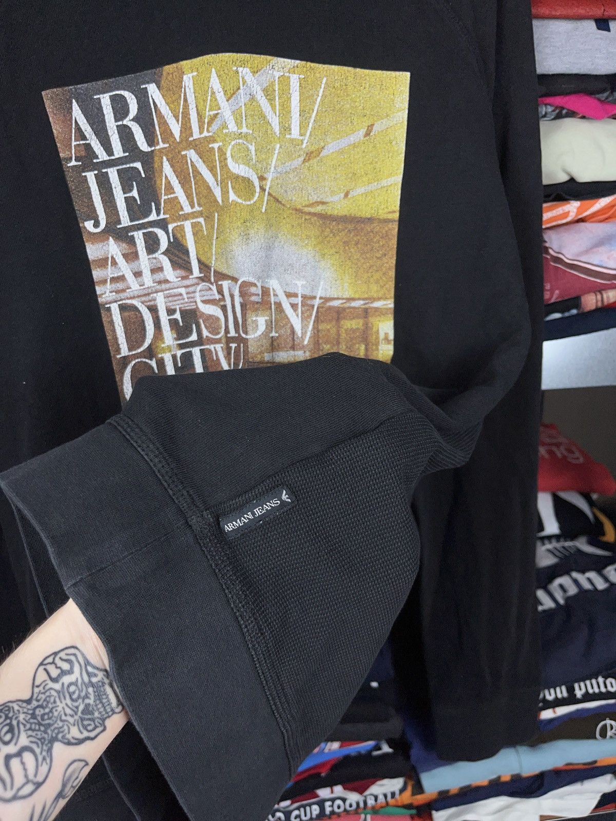 Armani × Giorgio Armani × Vintage Armani Jeans vintage waffle thermal hoodie y2k Size US L / EU 52-54 / 3 - 2 Thumbnail