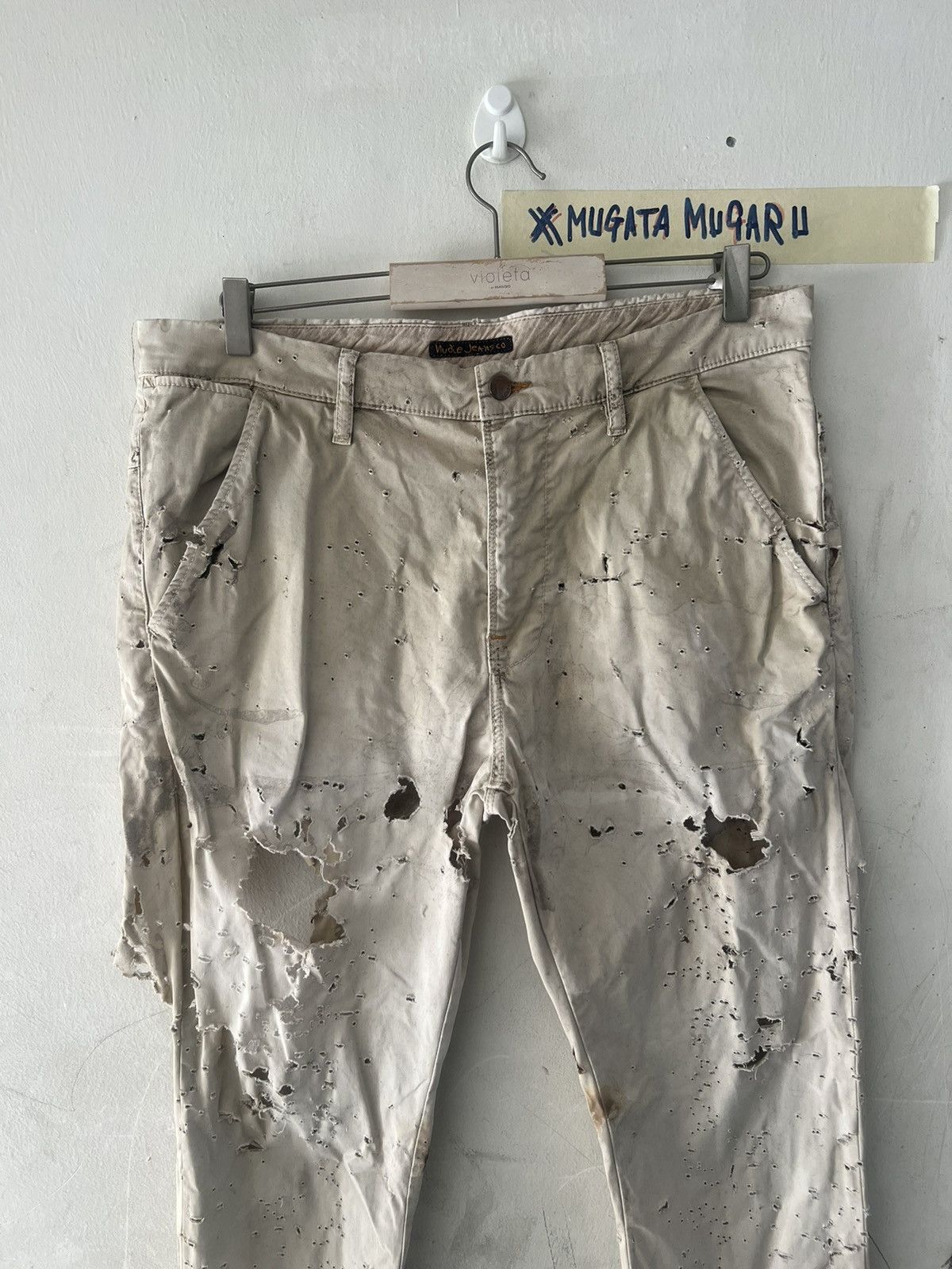 Japanese Brand × Nudie Jeans × Vintage SUPER THRASHED🔥NUDIE JEANS CO CURT KOBAIN STYLE Size US 34 / EU 50 - 2 Thumbnail