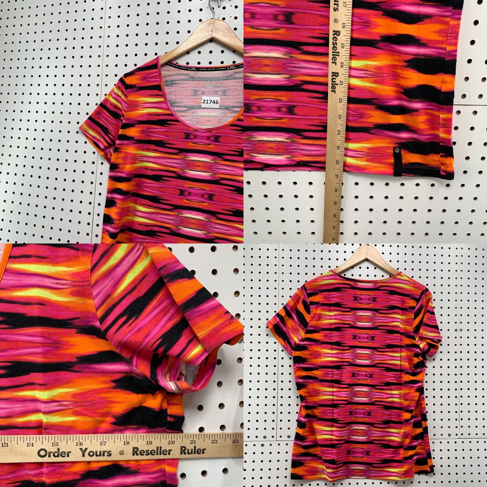 Ralph Lauren VINTAGE LRL Lauren Ralph Lauren Active Shirt Women's XL Striped Pink Orange T-Shirt 20.5x27 Size XL / US 12-14 / IT 48-50 - 10 Thumbnail