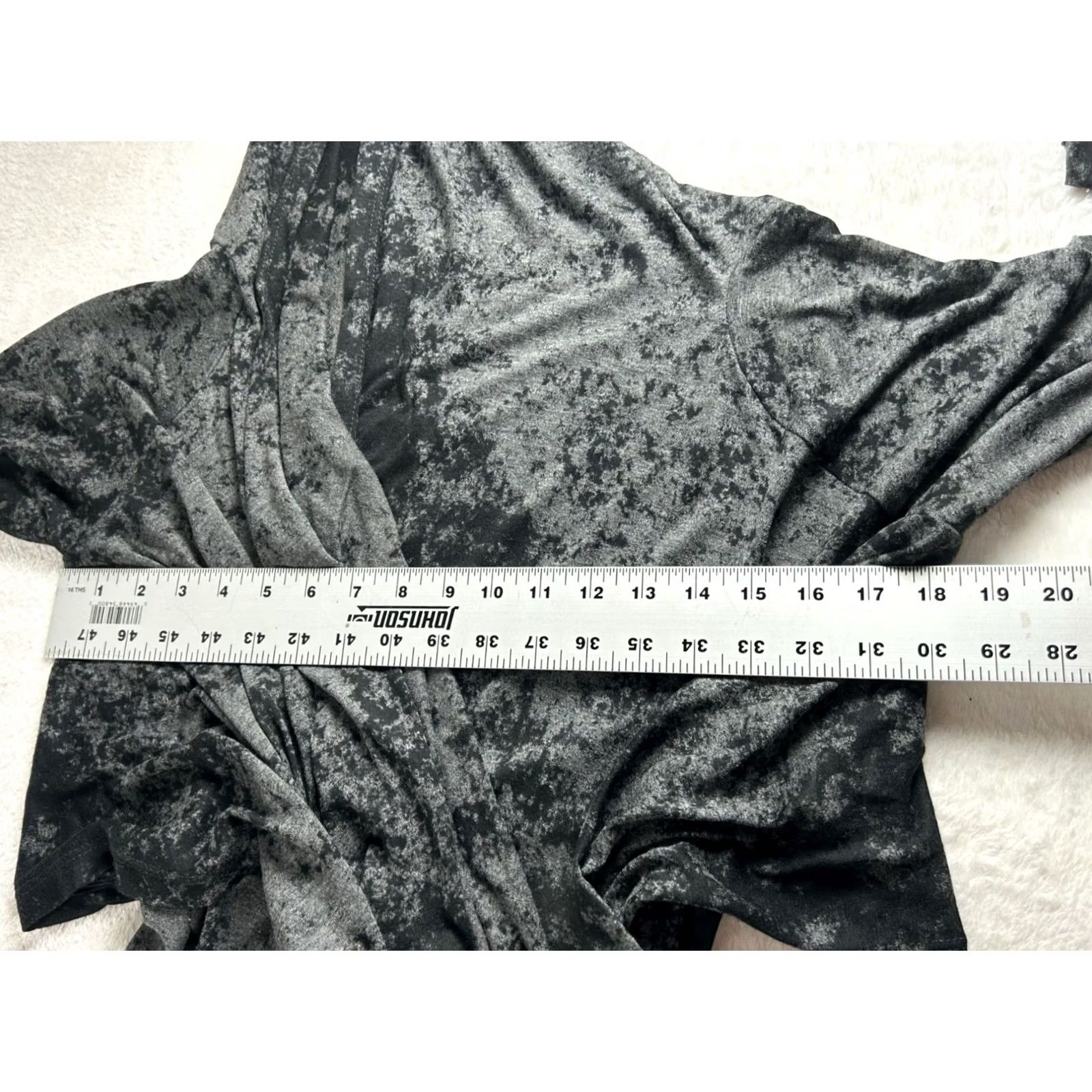 Vintage Alembika Cardigan Open Front Gray Black Abstract Print Lagenlook Size S/M Womens Dressy Casual Knit Sleeve Long Draped Open-Front Bohemian All Season Size S / US 4 / IT 40 - 7 Thumbnail