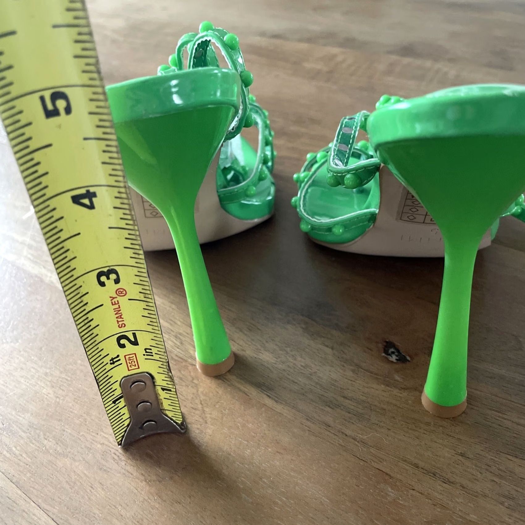Vintage SIMMI Strappy Green Heel - UK 5 / US 7 / EU 38 - 5” Heel - Stiletto - Party Clubbing - Women - Faux Leather - Green - Solid - City/Night Life Size US 5 / IT 35 - 8 Thumbnail