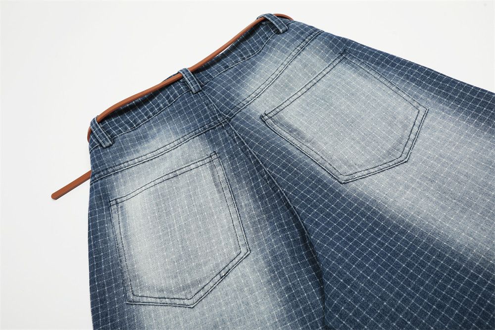 Japanese Brand Men's street loose plaid washed denim shorts Size US 32 / EU 48 - 5 Thumbnail