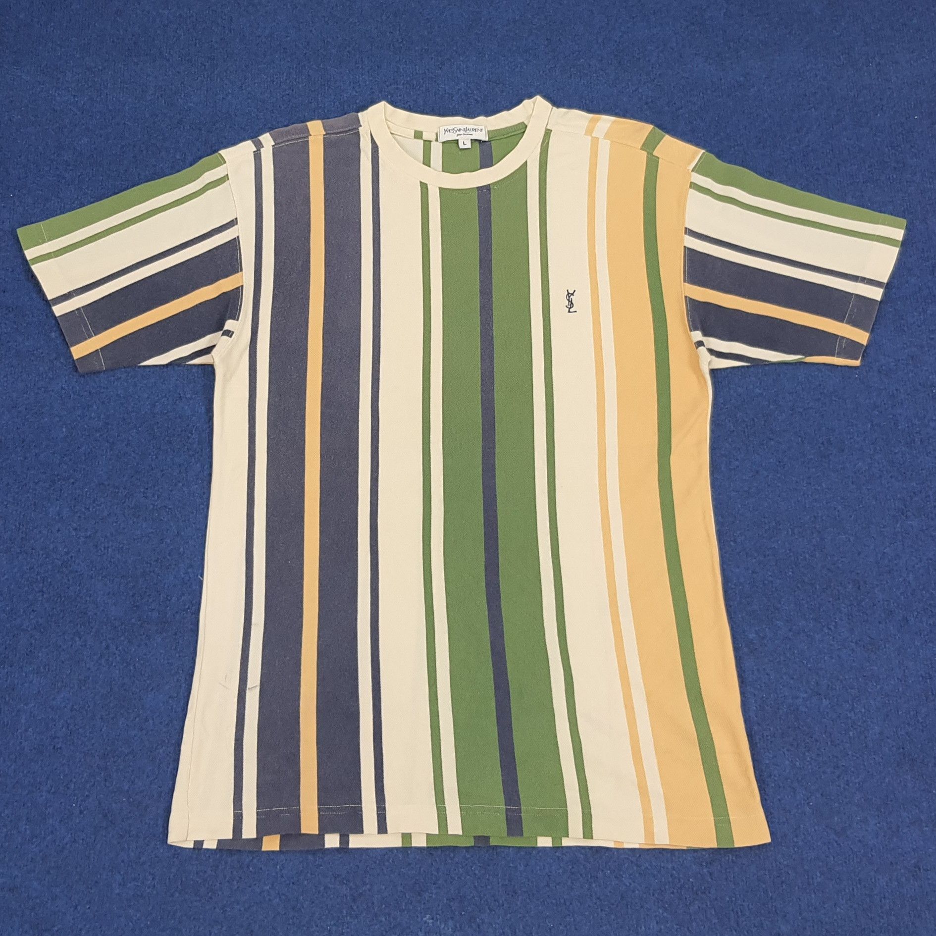 Vintage × Yves Saint Laurent Vintage YSL Yves Saint Laurent Designer Striped Tshirt Size US M / EU 48-50 / 2 - 1 Thumbnail