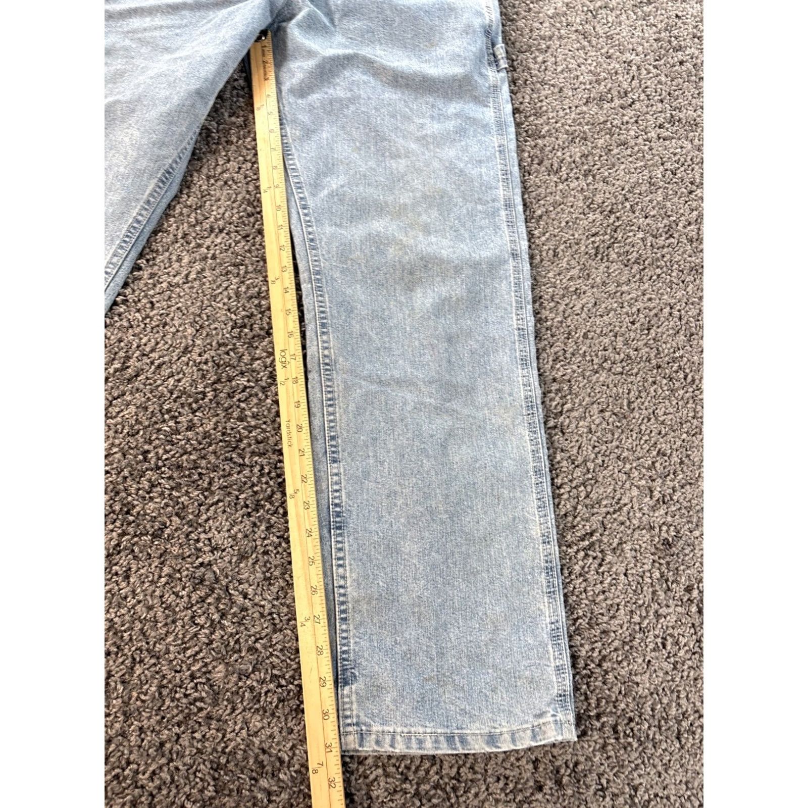 Lee VINTAGE Lee Jeans Men 33x31 Denim Blue Baggy Workwear Carpenter 5-Pocket Straight Inseam 31/32 USA Mens Size US 33 - 3 Thumbnail