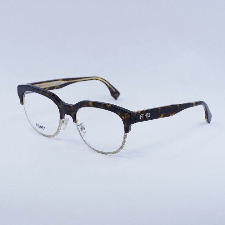 Fendi Fendi FE50068U 052 Eyeglasses Havana / Gold 52mm Browline Size ONE SIZE - 1 Thumbnail