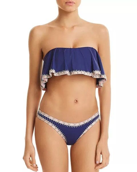 Other NWT PQ Swim Platinum Crochet Trim Flutter Bikini Top Size M Size M / US 6-8 / IT 42-44 - 4 Thumbnail