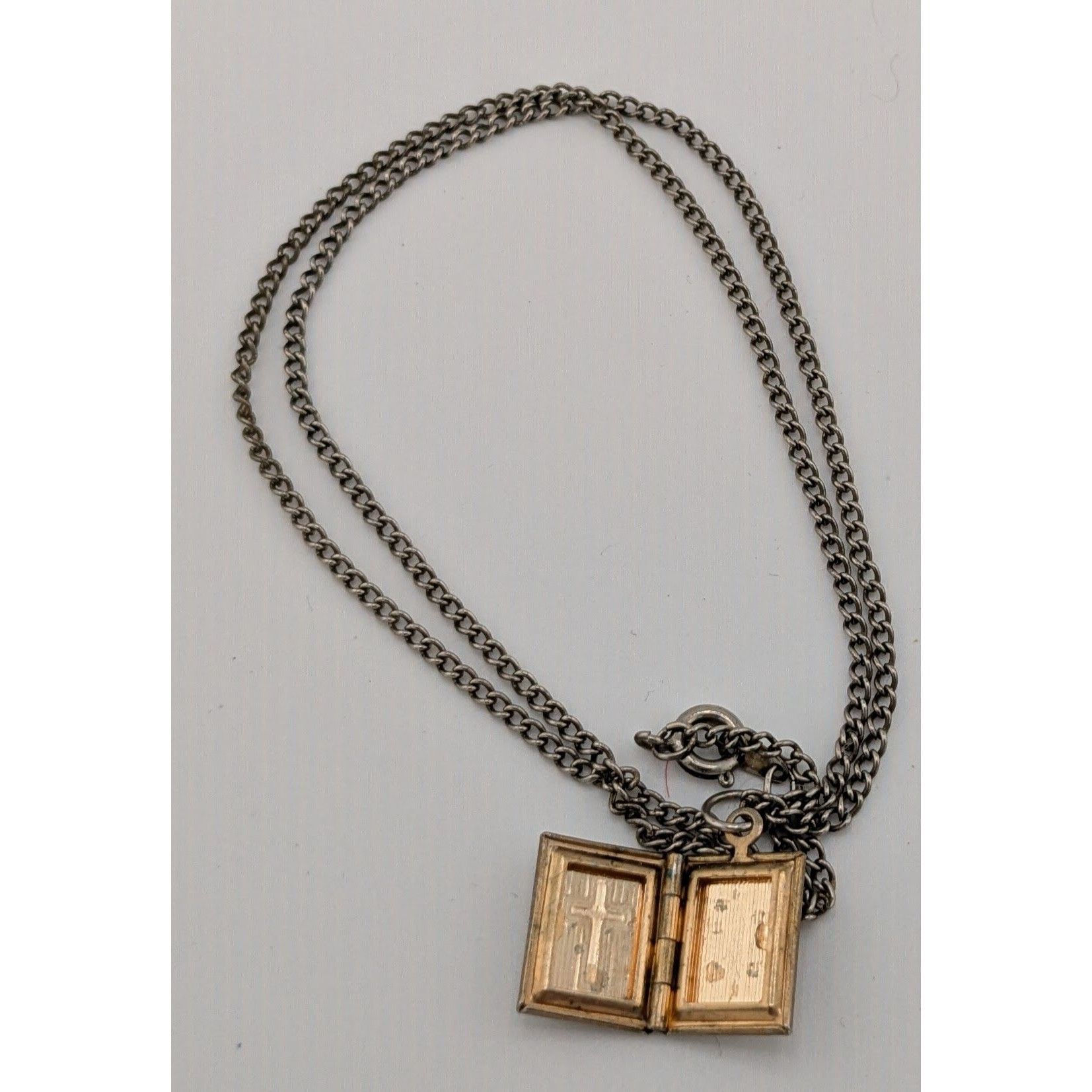 Other Vintage Religious Dainty Cross Engraved Book Locket Necklace Size ONE SIZE - 7 Thumbnail
