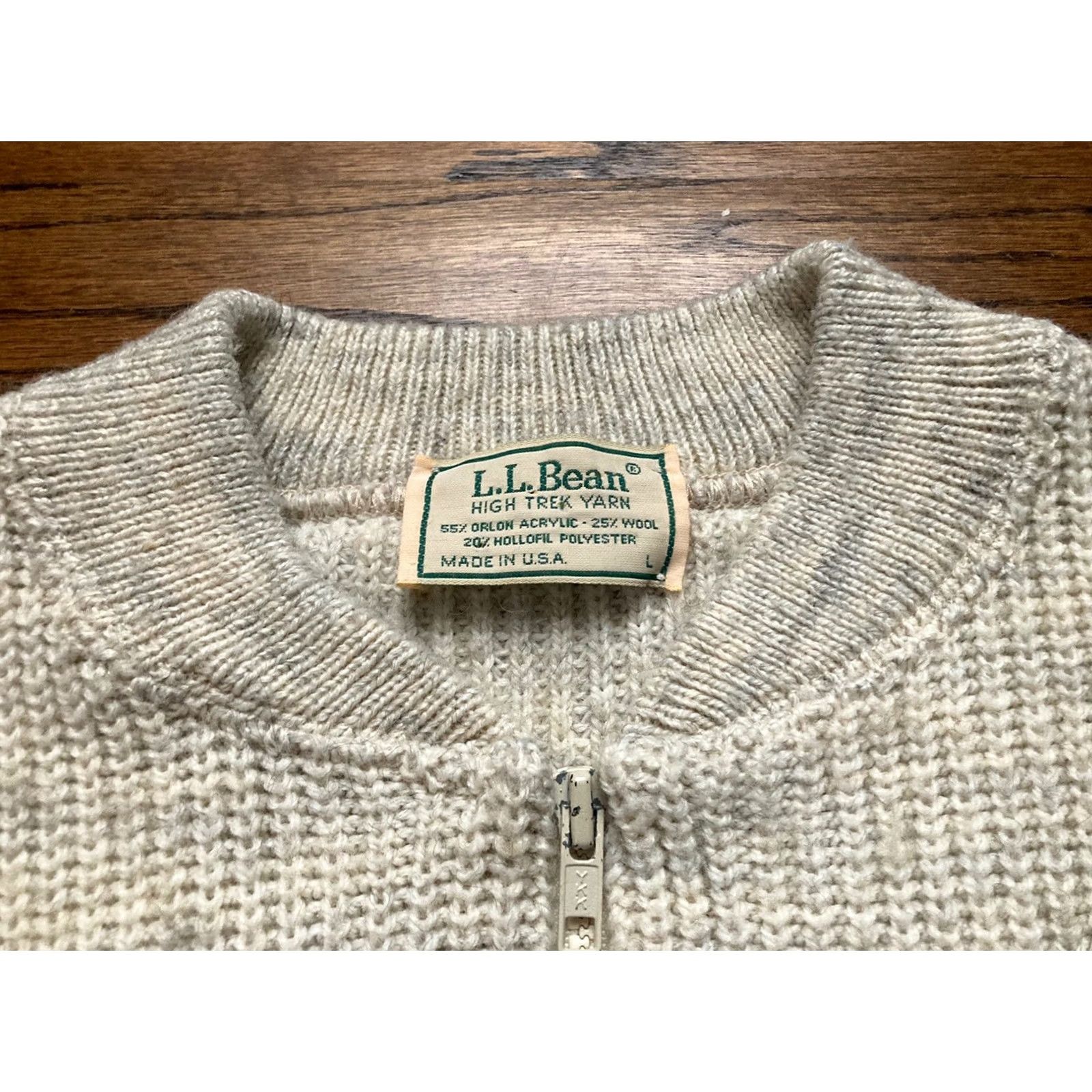 Vintage VINTAGE L.L. Bean Sweater Vest Mens Large Wool Blend USA Made High Trek Ivory Knit Vest Full Zip Men L Knit USA Vintage Size US L / EU 52-54 / 3 - 4 Thumbnail