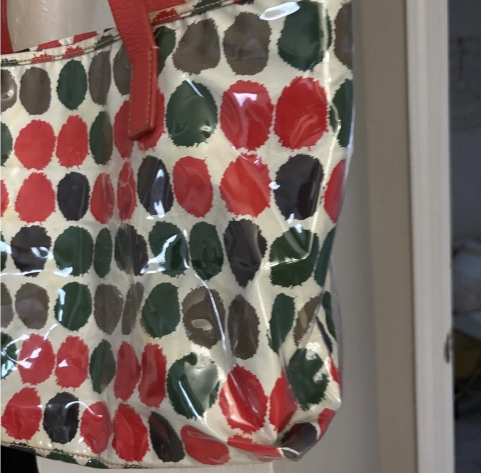 J.Crew J. Crew Polka Dot Tote Bag with orange Handles Size ONE SIZE - 3 Thumbnail