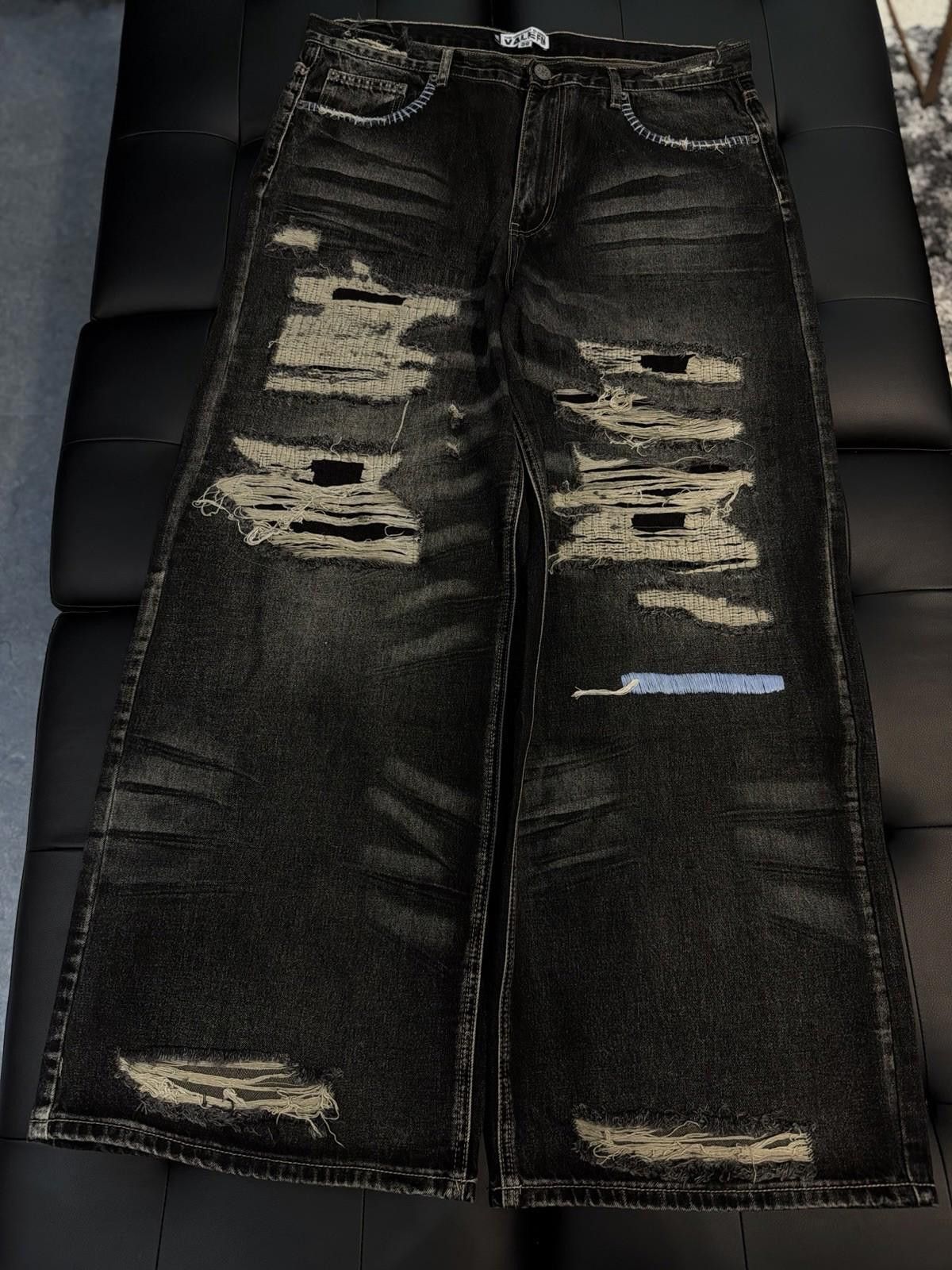 Vale Valley Baggy Denim Black Jeans Size 38 (NEW) Authentic Pants Size US 38 / EU 54 - 2 Thumbnail
