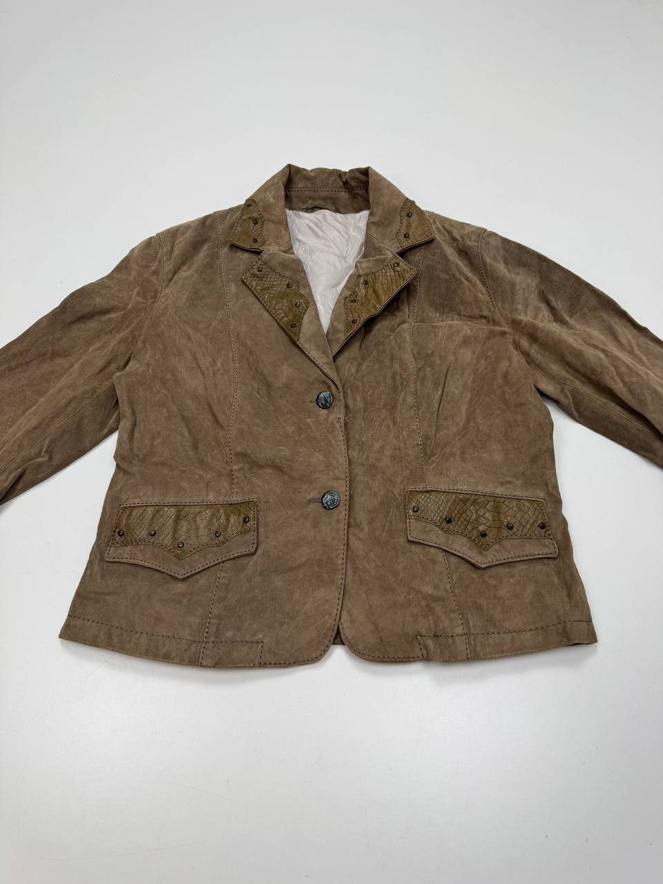 Other La Pelle Italian Suede Reptile Detail Leather Jacket Size M / US 6-8 / IT 42-44 - 2 Thumbnail
