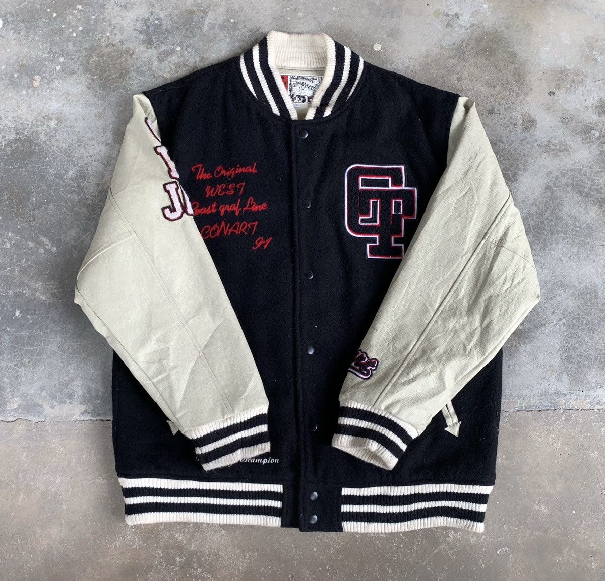 Other Conart 91 University Wool Leather Jacket Embroidered Logo Size US L / EU 52-54 / 3 - 2 Thumbnail