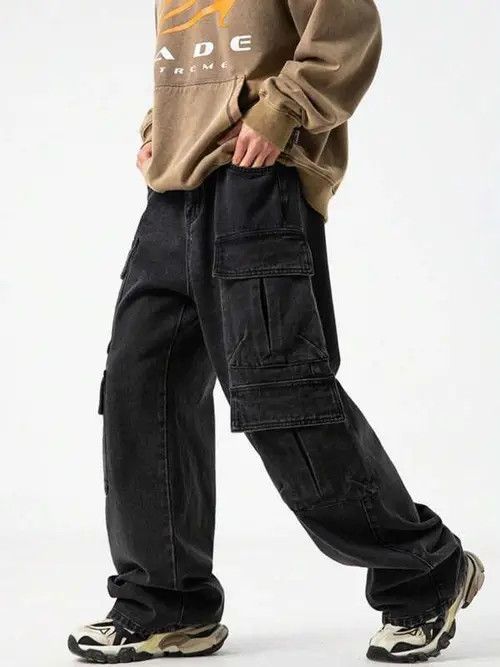 Jean Cargo Vintage washed RETRO jeans denim Size US 34 / EU 50 - 2 Thumbnail