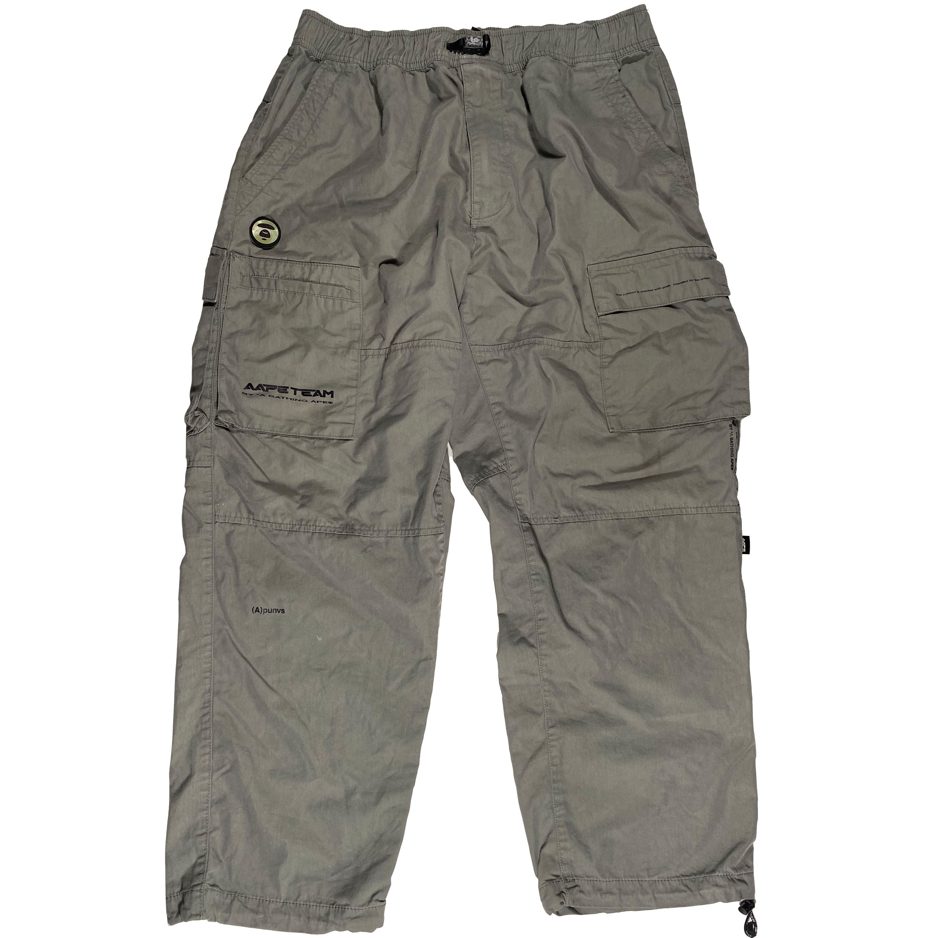 AAPE Team Adjustable Khaki Green Cargo Pants size 32x28