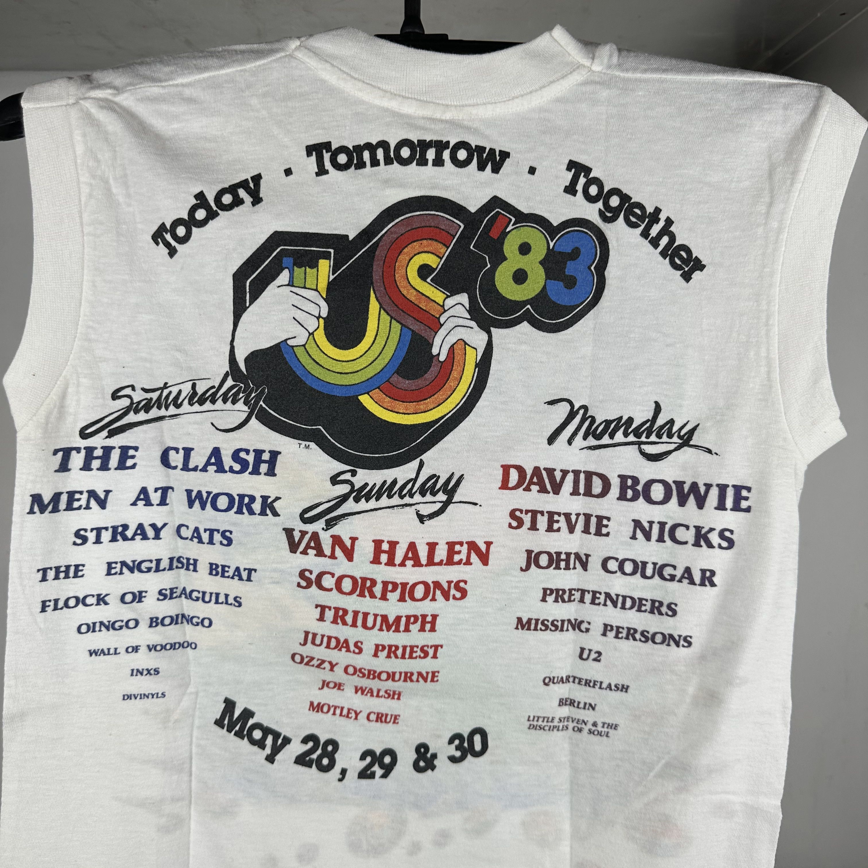 Vintage 1983 US83 David Bowie The Clash Van Halen Concert T-Shirt Size US XS / EU 42 / 0 - 4 Thumbnail