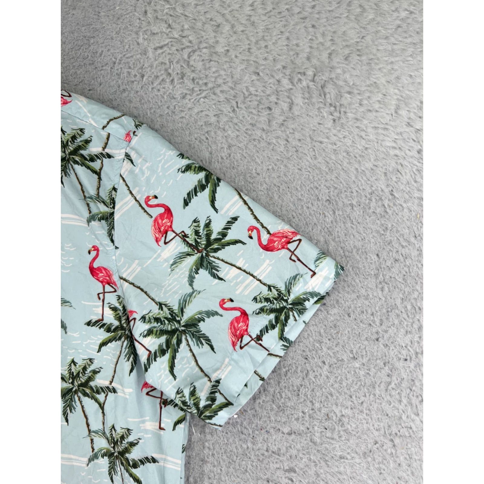 Vintage VINTAGE Brother Threads Shirt Adult Large Blue Palm Pink Flamingo Print Button Up Poly Size US L / EU 52-54 / 3 - 2 Thumbnail