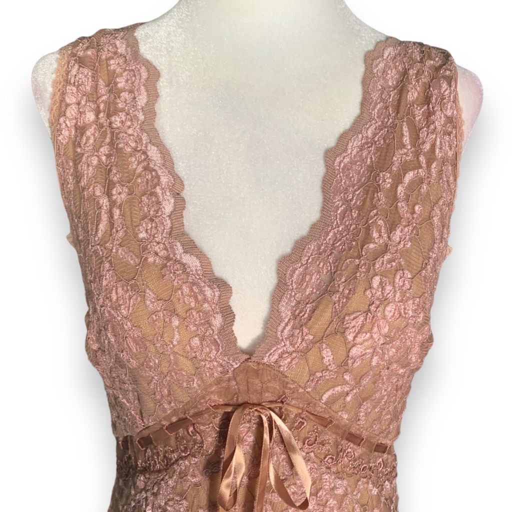 Vintage Vintage Ann Ferriday Pink Lace Tank Top Sleeveless Vneck Tie Size S / US 4 / IT 40 - 4 Thumbnail