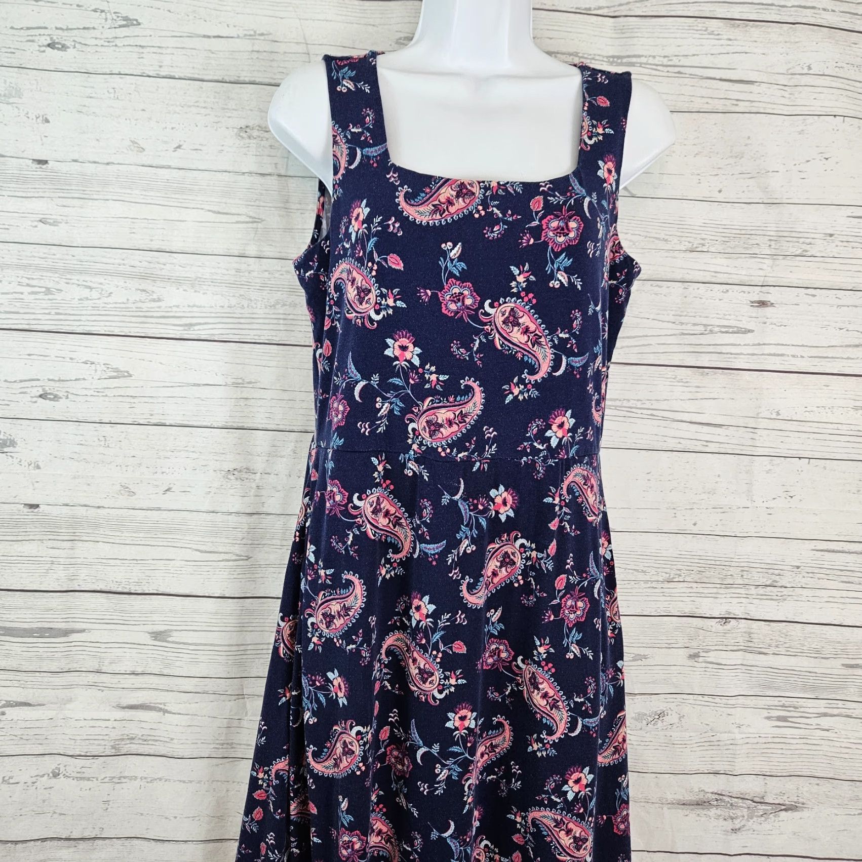 Lands' End Lands' End Womens Maxi Dress Size Small Blue Pink Paisley Pockets Sleeveless Size S / US 4 / IT 40 - 2 Thumbnail