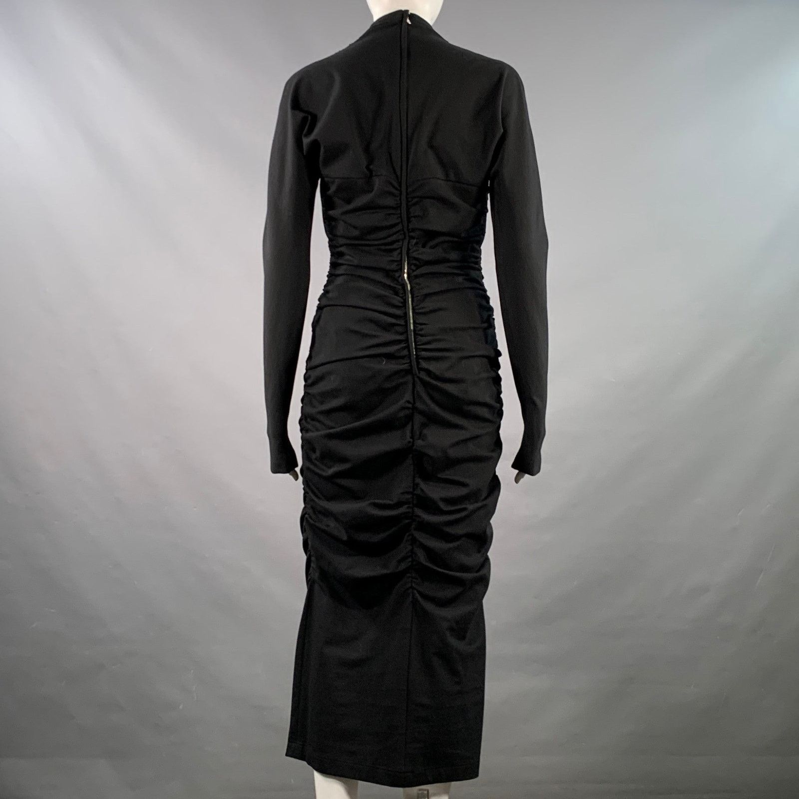 Dolce & Gabbana Black Viscose Blend Ruched Bodycon Cutout Cocktail Dress Size M / US 6-8 / IT 42-44 - 4 Thumbnail