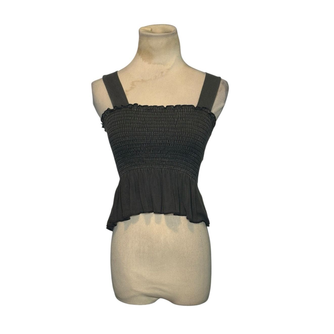 Urban Outfitters Urban Outfitters gray wash smocked peplum tank top size XS Size XS / US 0-2 / IT 36-38 - 1 Thumbnail