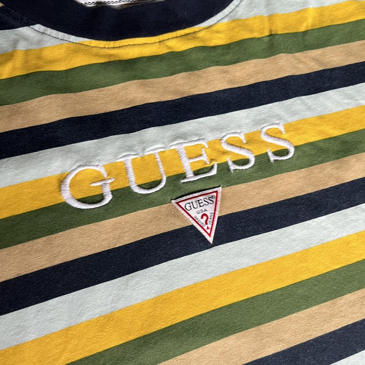 Guess Vintage Guess Originals USA Embroidered Logo Stripe T Shirt Size US M / EU 48-50 / 2 - 4 Thumbnail
