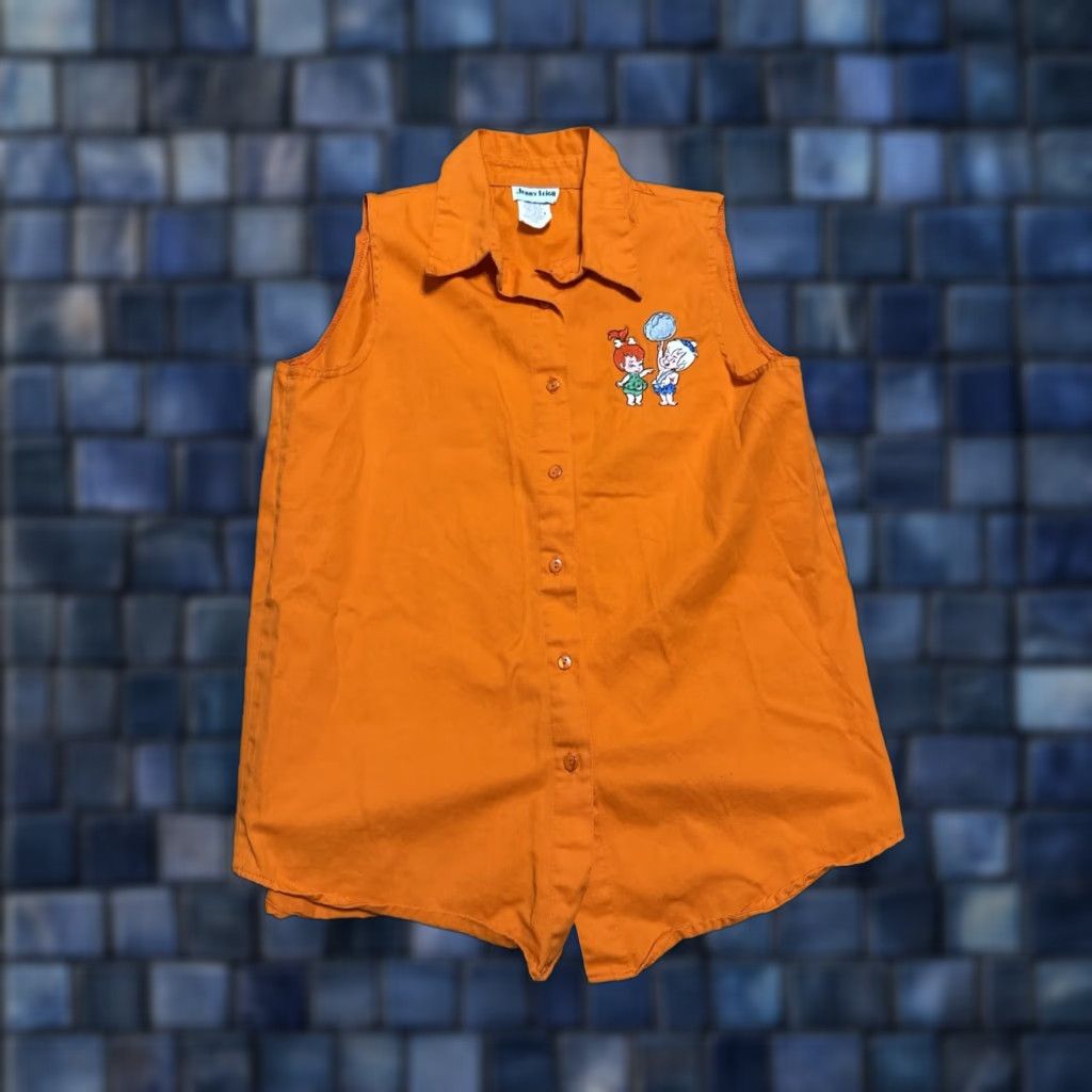 Vintage VINTAGE Flintstones Hawaiian Embroidered Sleeveless Button-Up Shirt M Orange Unisex Adults Medium Size M / US 6-8 / IT 42-44 - 1 Thumbnail