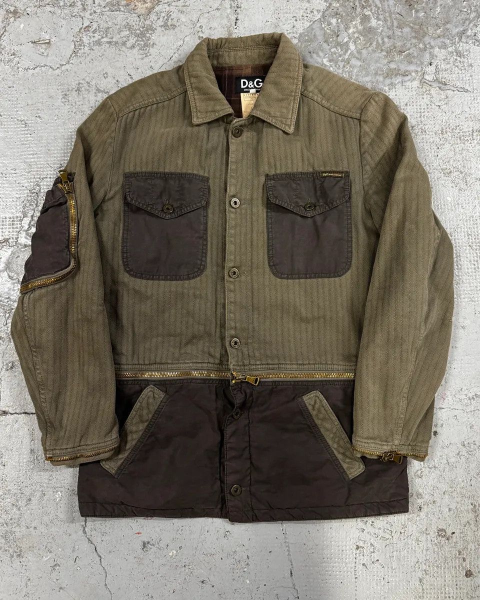 Dolce & Gabbana AW2003 Dolce & Gabbana Khaki Multi-Zip Cargo Jacket Size US M / EU 48-50 / 2 - 1 Thumbnail