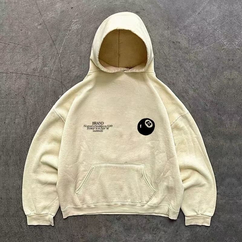 Japanese Brand × Vintage Apricot retro billiard print loose and versatile hoodie Size US L / EU 52-54 / 3 - 2 Thumbnail
