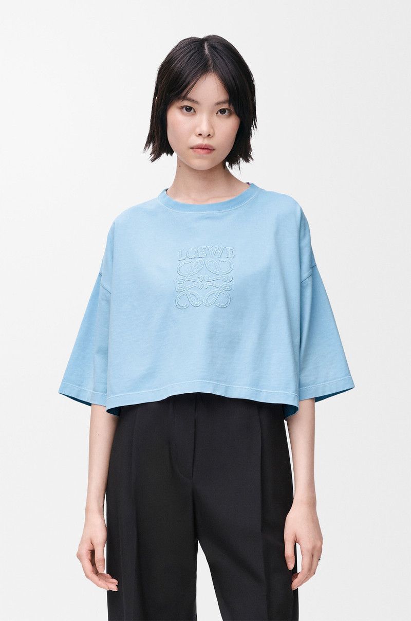 Loewe o1in1g0426 Cropped T-Shirt in Light Blue Size S / US 4 / IT 40 - 3 Thumbnail