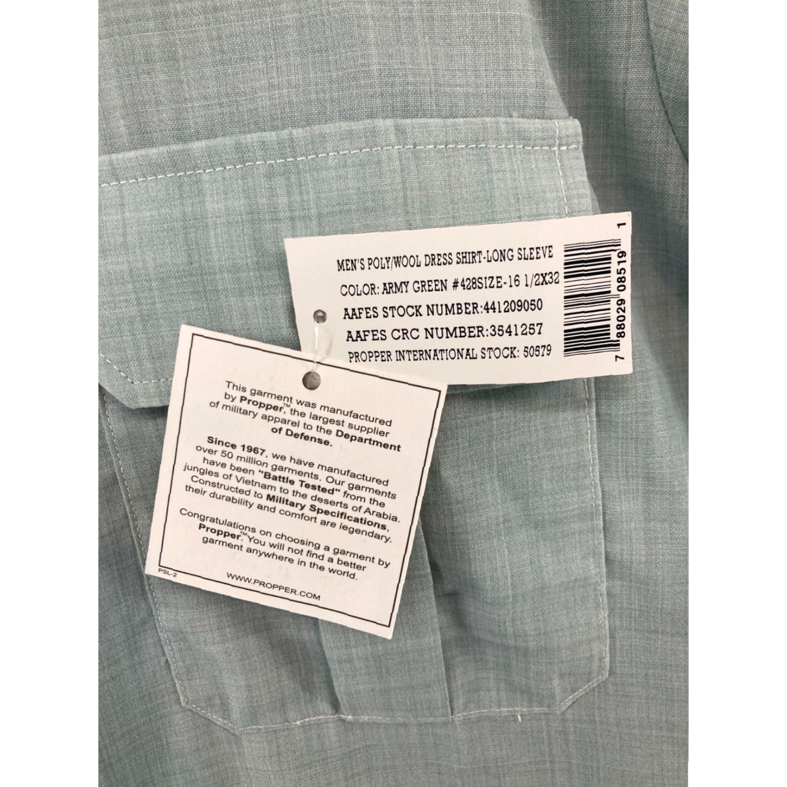 Propper PROPPER Mens Military Shirt Button-Up Long Sleeve Green Wool Blend NWT 16.5/32 Casual Seasoned Ready-to-Wear Mens Size US L / EU 52-54 / 3 - 2 Thumbnail